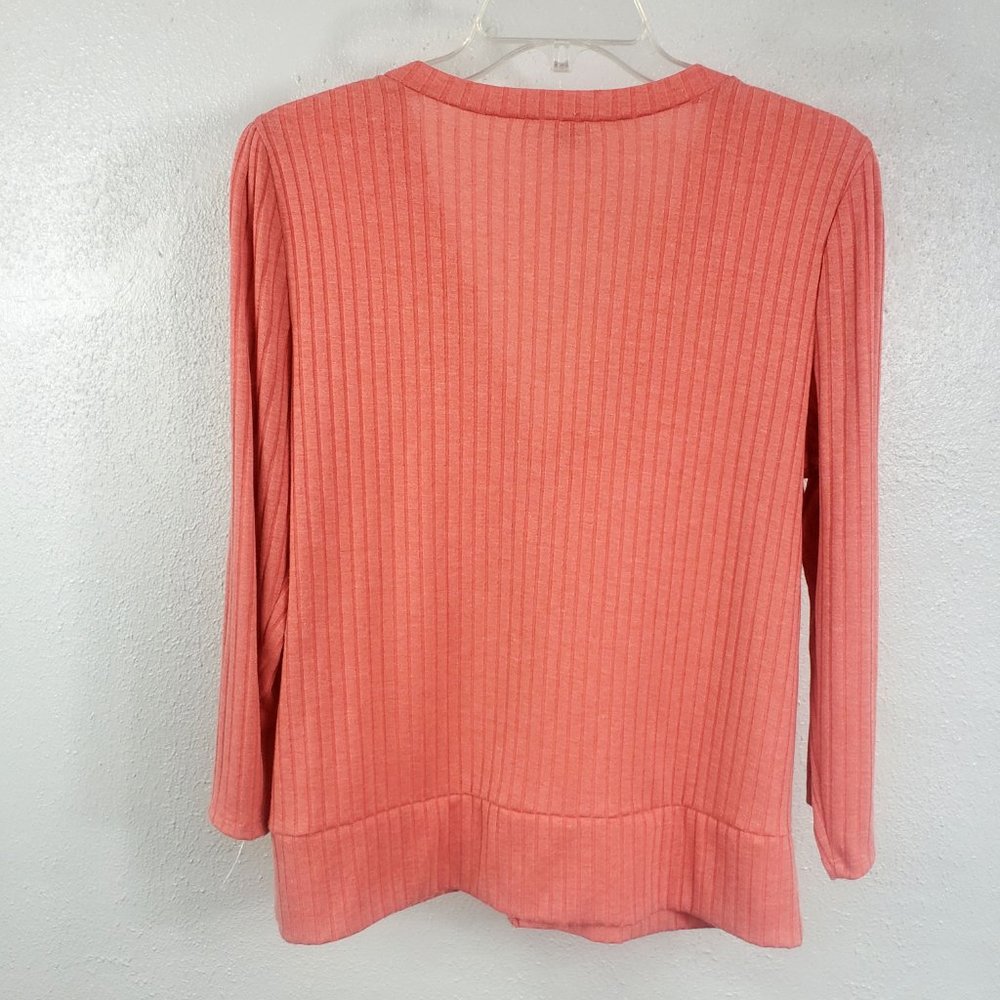 Apt.9 Women's Peach Button Down Ribbed Shirt Top Blouse Cardigan Sweater - Picture 6 of 11